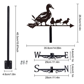 SUPERDANT Duck Weather Vane Duck Family Weathervanes Metal Wind Vane Weather Vanes for Sheds Wind Indicator Decorative Outdoor Wind Measuring Tool Iron Weather Vane for Roof Outdoor