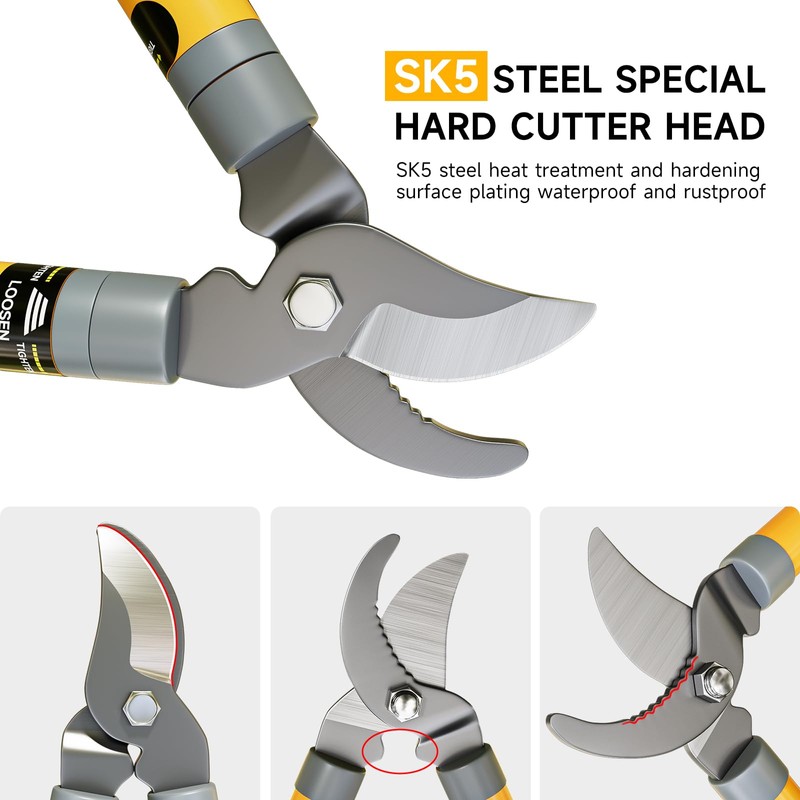 AIRAJ 16-24'' Extendable Loppers for Tree Trimming | Branch Cutter