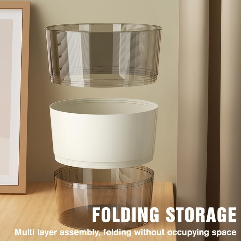 Zhongren 2.64 Gal Small Trash Can Clear Foldable Plastic Wastebasket