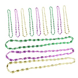 Ipetboom 12pcs Mardi Gras Beaded Necklaces Gold Purple and Green for Carnival Party Accessories Pet Beads for Festive Dress Up and Event Decor