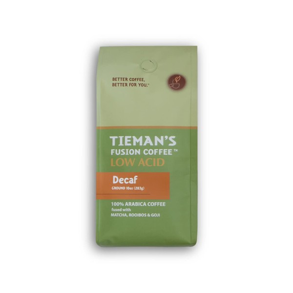 Tieman's Fusion Coffee, Low Acid Decaf, Ground, 10 ounce bag
