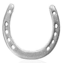 Silver Cast Iron Horseshoe Wall Decor Metal Horse Shoe Wedding Gift Art Hanging Ornaments Western Rustic Feng Shui Good Luck Charm Indoor Outdoor Garden Shed Farmhouse Home Accessories, 11.7 x 11 cm