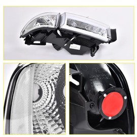 CHEDA Headlight LED Light Strip w/o Bulbs Compatible with Dodge Ram 1500 1994-2001/Dodge Ram 2500 3500 1994-2002 Clear Lens Chrome Housing Clear Refelector Headlamp Assembly Faros Conjunto De Faros