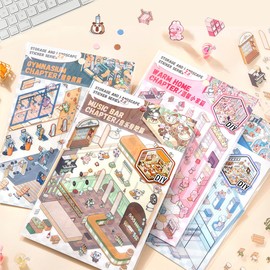 DIY 3D House Stickers,Fun DIY Scene Make Your Own Supermarket Stickers,Cute 3D Korean Cartoon Scene Stickers for Adults Relieve Stress Pass The Time (4, Zoom Plus D)