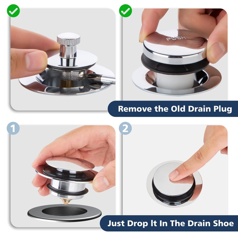 Generic Pointed Bathtub Drain Plug, Pop-Up Bathtub Drain Plug, Replace