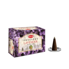 HEM Precious Lavender Incense Cones - Pack of 12 - 120 Count - HEM Incense of India