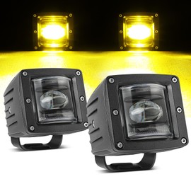 Niking Auto 3'' SAE Yellow Fog Lights LED Pods Cubes Light DOT Approved Off Road Driving Lights Street Legal Amber Light Bar Work Fog Lamp for Trucks Wrangler JK JL Ram 4X4 Pickup Boat Tacoma