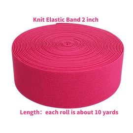 JESEP YONG Banda elástica de punto rosa de 2 pulgadas para coser 10 yardas de 50 mm de ancho de sarga de doble cara tejida con correas elásticas pesadas para ropa, pantalones, cintura, pelucas,