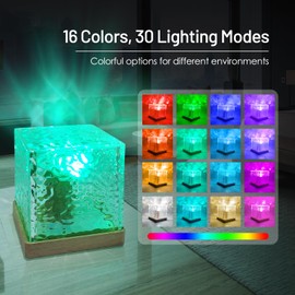 Ocean Wave Projector Light, Northern Lights Lamp with 16 RGB Colors, 30 Lighting Modes Aurora Lamp, Rotating Water Wave Lamp with Remote/Touch Control for Bedroom/Party/Kids/Bars/Game Rooms Decor