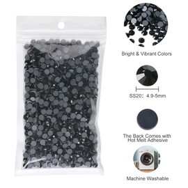HTVRONT Rhinestones for Crafting, Black Hotfix Rhinestones come with Hot Melting Glue, Bright Color & Shining Flatback Rhinestones for Nails, Clothes, Decoration and Handicraft（SS20 1440pcs）