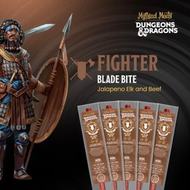 Mythical Meats Dungeons & Dragons Blade Bite (Fighter) - 12 Jerky Sticks - Jalapeno Elk with Beef Stick, Gluten Free, MSG Free