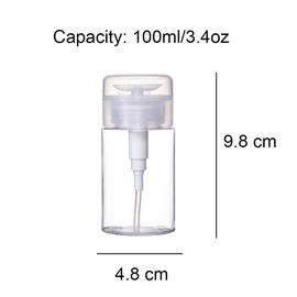 2 Pcs 100ml 3.4oz Push Down Empty Pump Dispenser Bottles Nail Polish Remover Pump Empty Dispenser Bottle with Flip Top Cap for Nail Polish and Makeup Remover