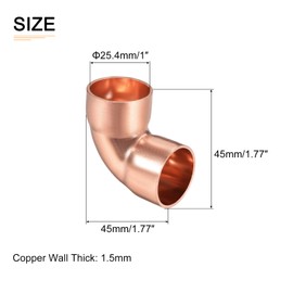 DTGN 1-inch(Inner Diameter) 90 Degree Copper Pipe Fitting - Good for Water Pipe System - Copper Elbow Adapter - Copper Tone