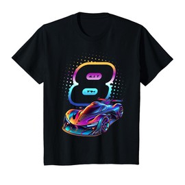 8 Year Old Race Car 8th Birthday Futuristic Racing Racecar T-Shirt