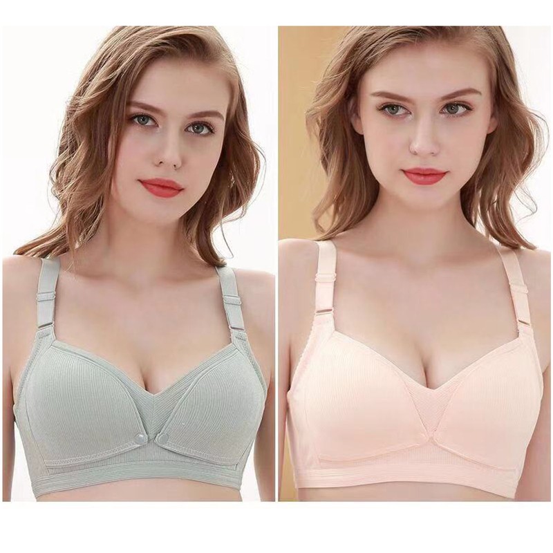 2PCS Maternity Bra Pure Cotton Wireless Soft Breathable Breastfeeding Bra