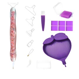 LANKYBOX Resin Diamond Painting Pen, Diamond Art Pen with Glue Clay, Trays, Clay Boxes and Various Tips, Diamond Painting Dot Drill Tools Accessories for DIY Diamond Art