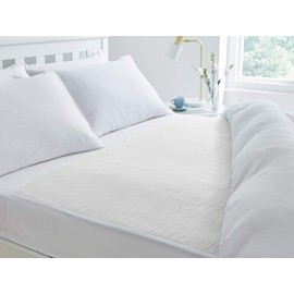 Deluxe Washable and Absorbent Reusable, Double-size Bed, Incontinence Pad/Waterproof Mattress Protector with Tucks (White)