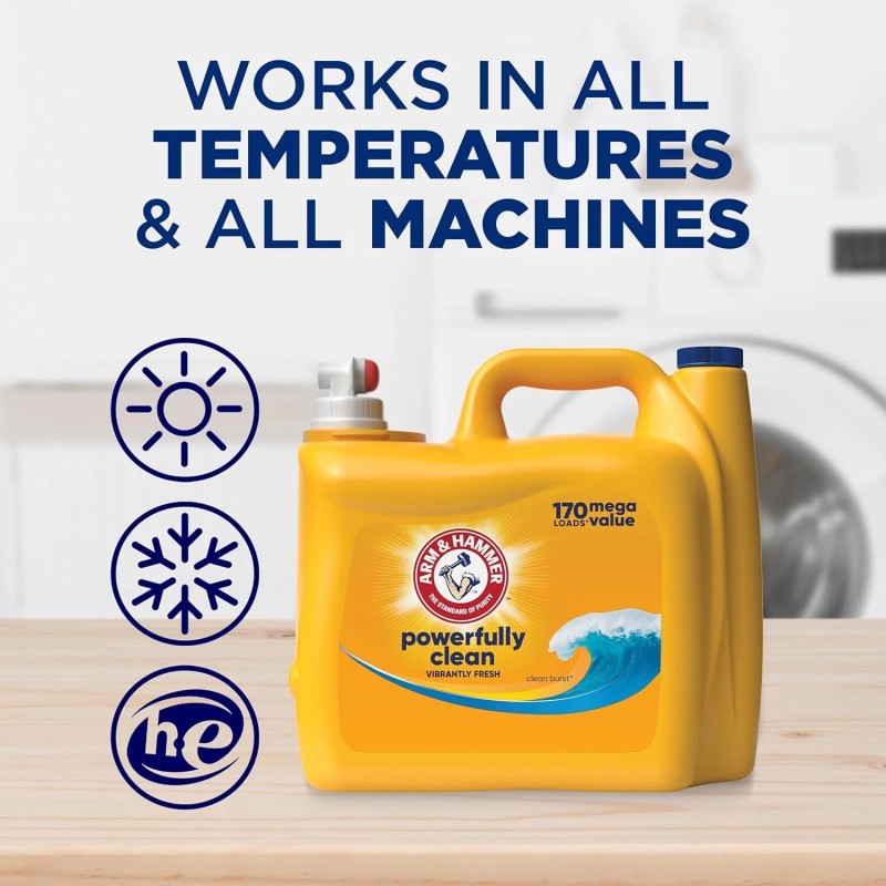 ARM & HAMMER Liquid Laundry Detergent Soap, Clean Burst, 200