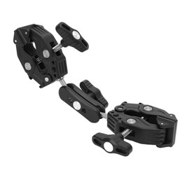 Dual Camera Clamp, 360 Degree Clamp Mount Ball Head Adapter with 1/4 3/8 Inch Interface Cold Shoe, Crab Plier Bracket Mount for Photography, DSLR Camera, LED Light