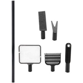 SEIWEI 4 in 1 Aquarium Cleaning Kit, Aquarium Tool Set with Gravel Rake, Plant Fork, Sponge Brush, Fishing Net