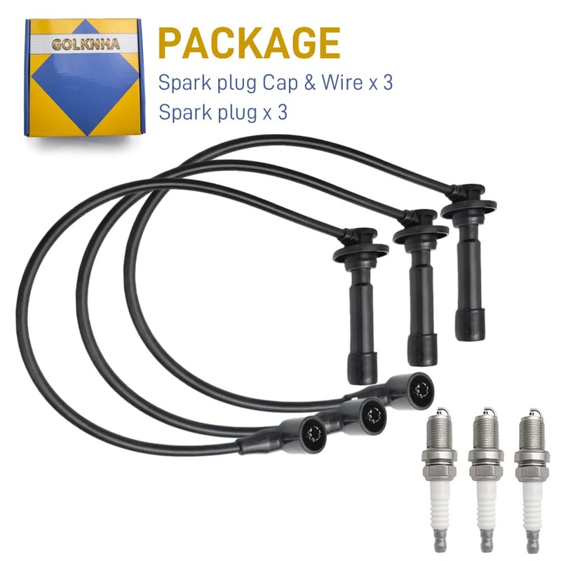 GOLKNHA Spark plug ＆ Cap Wire Kit for Kawasaki KAF820