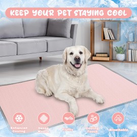 Summer Dog Cooling Mat Washable Ice Silk Self Cool Pad for Small Medium Large Dogs and Cats, Pet Sleeping Pad for Crate, Bed, Indoor & Outdoor Floor, Car Seats (Pink, 27x22in)