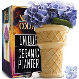 Nebula Colors Charming Ice Cream Ceramic Planter - Unique Planter for Indoor Plants Lovers - Cute Flower Pots for Indoor Plants Snake Plant Pot Quirky Plant Pot for Succulents - Mom Gift