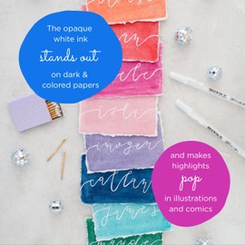 SAKURA Gelly Roll Gel Pens - Fine Point Ink Pen for Journaling, Art, or Drawing - Classic White Ink - Assorted Point Sizes - 6 Pack