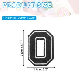 PATIKIL Iron on Numbers Patches, 3 Pack Chenille Number Patches Embroidered Patch for Repairing Jeans Clothing Bags Hats Shirts Craft, Black Number 0