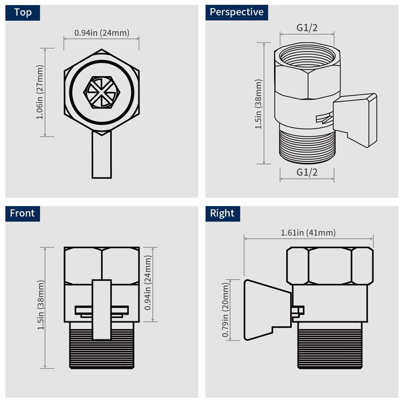 Tenfe Water Flow Control Shut Off Valve, Brass Adjustable Water