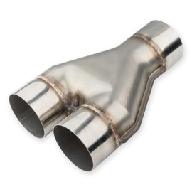 Vurkcy 3 inch Exhaust Y Pipe, 3" Single to 3" Dual Exhaust Adapter Connector, 10" Overall Length, Universal 3 Inch Y Tail Pipe, Weld-on, Silvery