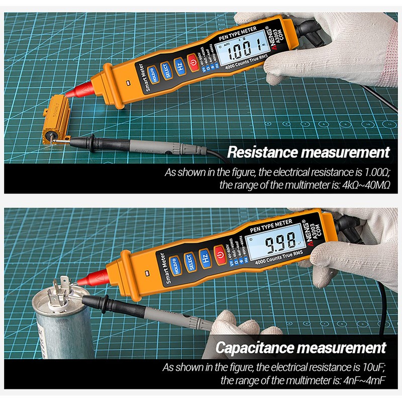 TKSE Multimeter Digital Stift, A3003 Stifttyp-digitalmultimeter Berührungsloser Ac/dc-spannungswiderstands-kapazitäts-hz-tester & Non-contact