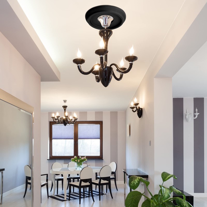 BBTO 2 Pack Black Ceiling Medallion for Light Fixtures and