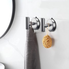 Unbranded Large Suction Cup Hooks For Shower Set Of 2 Brushed Nickel Towel Hooks For Bathr