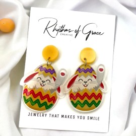 Unbranded Hop Into Style: Adorable Easter Egg Earrings - NWT Bunny Jewelry I Ready to Ship