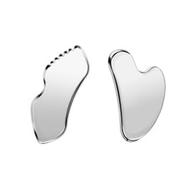 JOLYEAK 2Pcs Stainless Steel Scraping Facial Tool, Gua Sha Facial Tools, Body and Face Massage Tools,GuaSha Set for Face Neck Skin Care Lymphatic Drainage