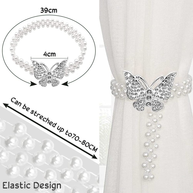 DIKABAO Curtain Tiebacks 2Pcs Butterfly Curtain Clips Adjustable Decorative Alloy