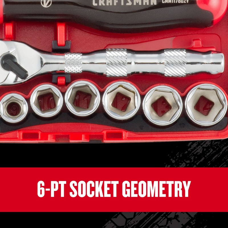 CRAFTSMAN V-SERIES Socket Set, Shallow MM, 1/4 Inch Drive, 38