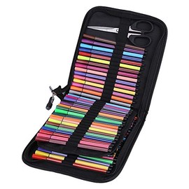 Estuche Enrollable para Lápices de Lona, 72/120 Ranuras, Organizador Plegable, Negro