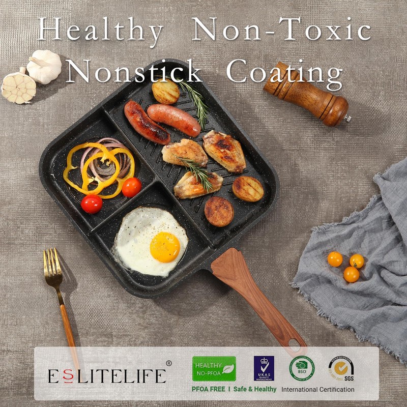 ESLITE LIFE 11 Inch Nonstick Divided Grill Pan for Indoor