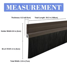 36 inch Door Sweep for Exterior Doors with 2 inch PP Soft Brush, Aluminum Dustproof Bottom of Door Weatherstrip, Brown