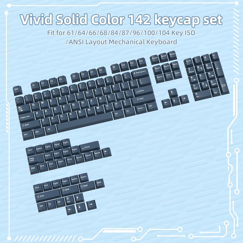 PBT Keycaps Cherry Profile Double-Shot Full Keycap Set for ANSI