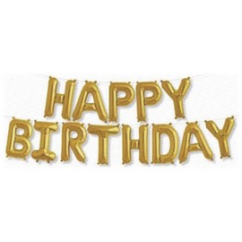 PMLAND 16 Inch Gold Foil Happy Birthday Banner Balloons for Birthday Party
