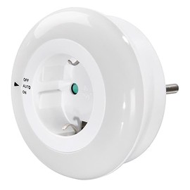 Hama LED Night Light Circle with Integrated Socket, Light Sensor, Touch Protection