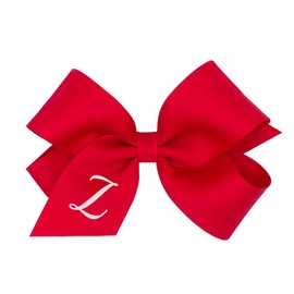 Wee Ones Girls' Initial It Monogram Hair Bows on a WeeStay No Slip Hair Clip, For All Ages and Hair Types, Red Bow, Medium Size, Letter Z