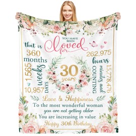CAPRIFIC 30th Birthday Gifts For Women, 30th Birthday Decorations, Soft Flannel Birthday Blanket, 30th Birthday Gift for Her, Wife, Sister, Friend（50 * 60inch）