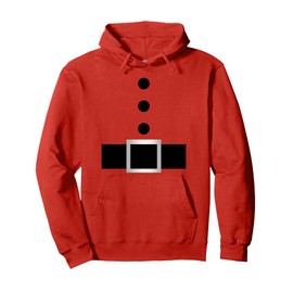 Santa Suit Jacket with Belt Graphic Christmas Elf Costume Pullover Hoodie