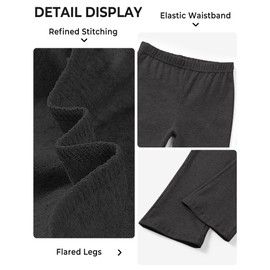 BOOPH 5 Pack Girls Flare Leggings High Waist Bell Bottom Pants Kids Cotton Casual Clothes for Teen Girl 11-12Y Black/Navy/Gray/Dark Gray/Red