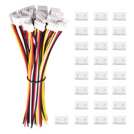 Lyeteung 25 Sets 2.54mm JST-XH Connector, Mini Micro JST XH 4 Pin Connector Plug Male with 150mm 22AWG Cable & Female Connector