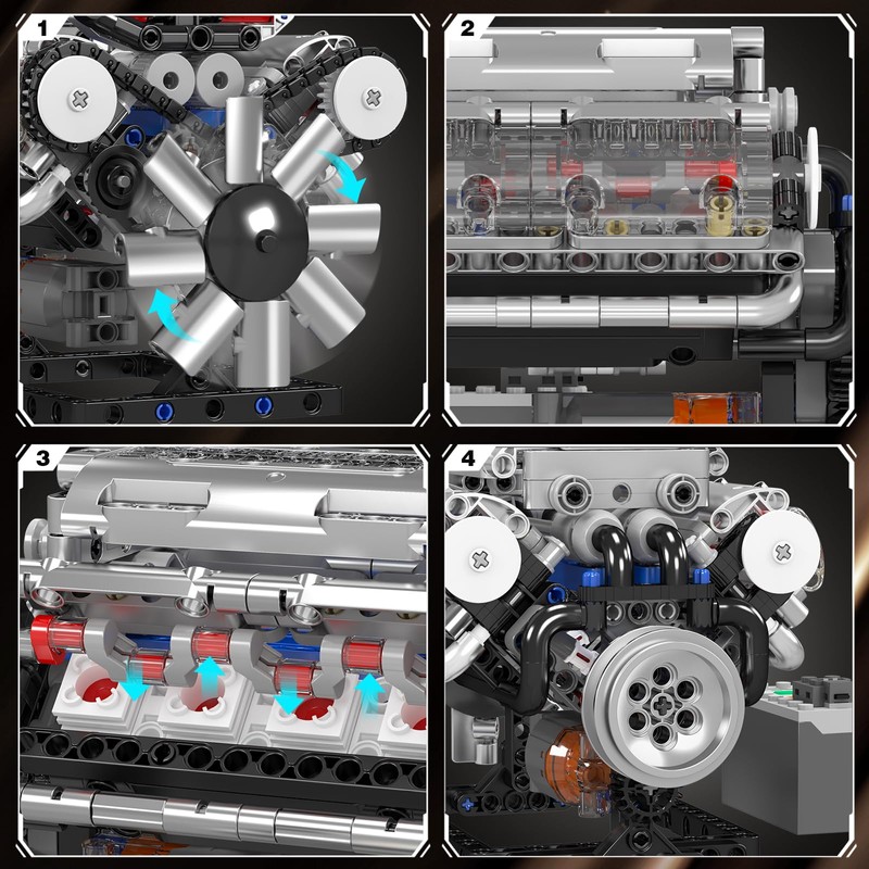 Mould King 10088 Technik V8 Engine Building Blocks Engine Model